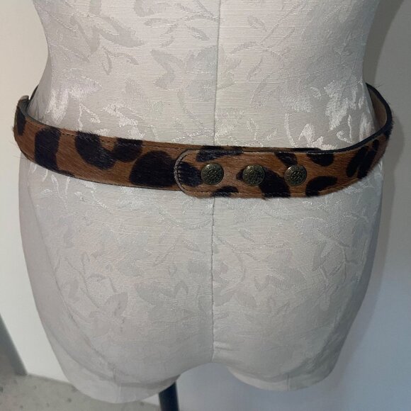 Streets Ahead Vintage Womens Belt Size Large Brown Pony Hair Brass Layered - Picture 3 of 16